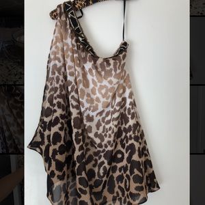 Nomad one shoulder open sleeve beaded mini dress